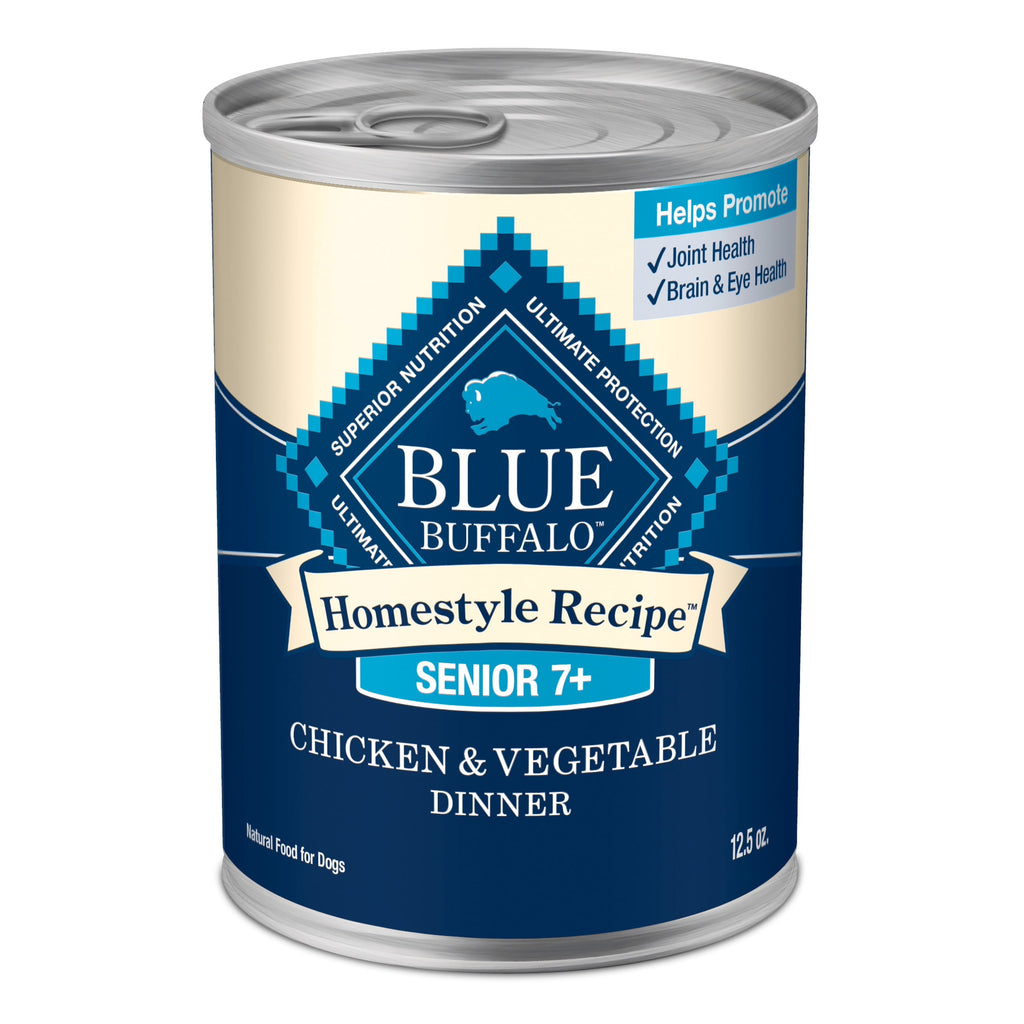 (3 pack) Blue Buffalo Homestyle Recipe Senior Wet Dog Food, Chicken Dinner, 12.5-oz. Can