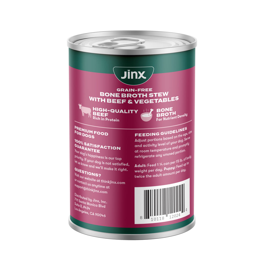 Jinx Bone Broth Stew Grain-Free Beef & Vegetables Wet Dog Food, 13 oz Can