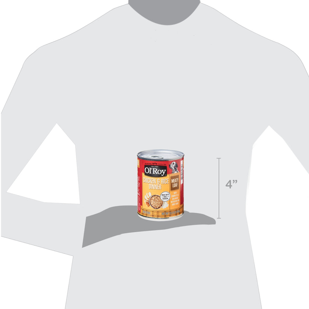 (4 pack) Ol' Roy Chicken & Rice Dinner Meaty Loaf Wet Dog Food, 13.2 oz Can