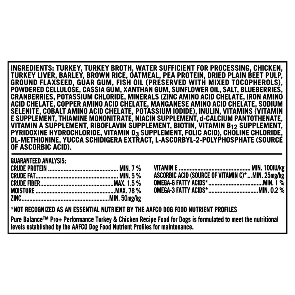 Pure Balance Pro+ Turkey & Chicken Recipe Wet Dog Food for Performance, 12.5 oz Can